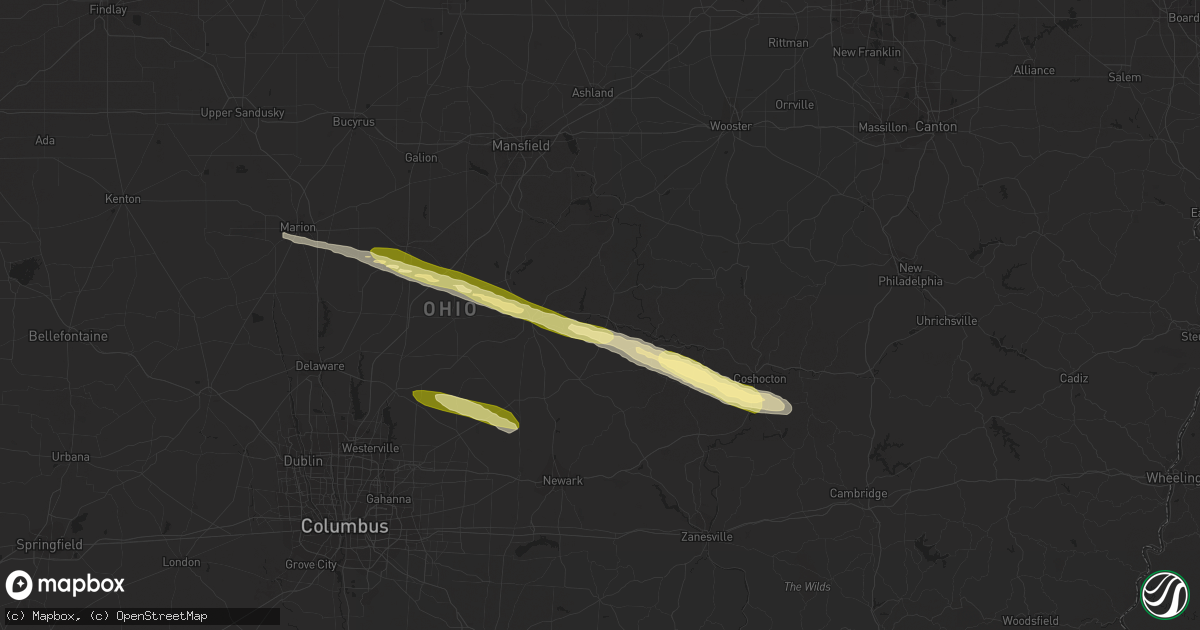 Hail map in Howard, OH on March 30, 2024