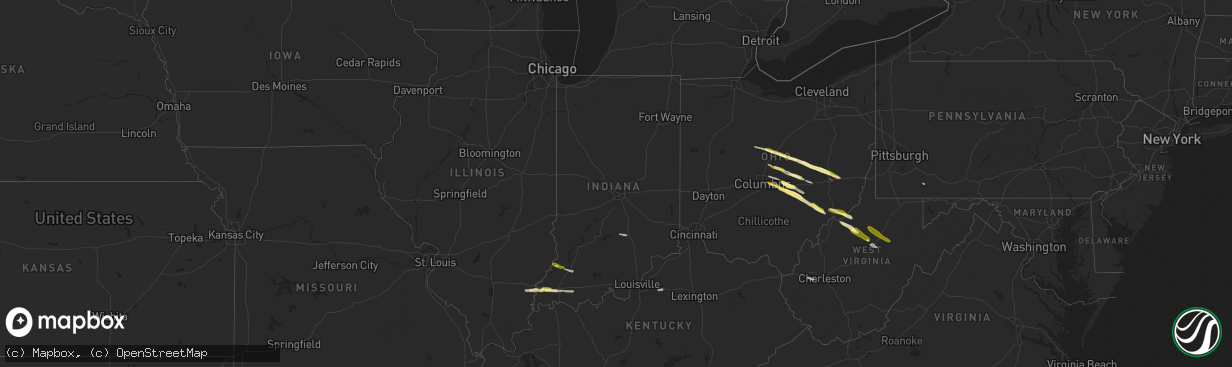 Hail map in Indiana on March 30, 2024