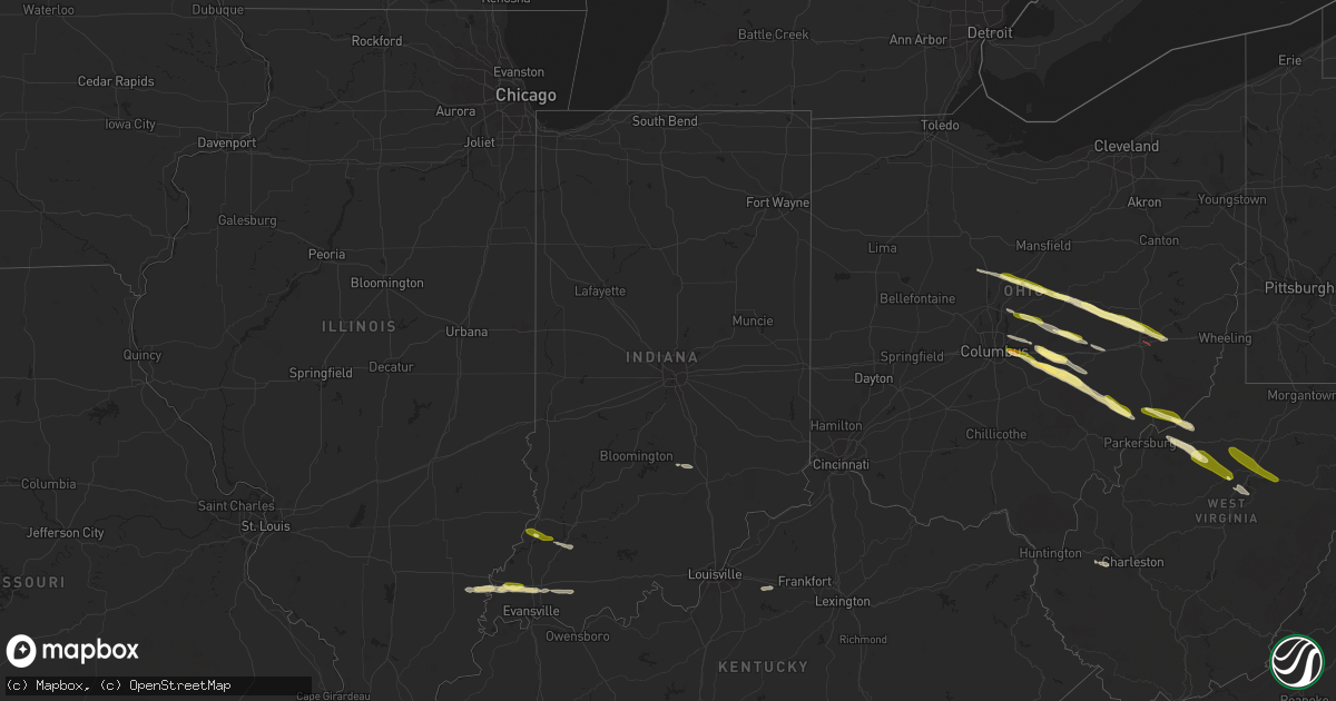 Hail map in Indiana on March 30, 2024