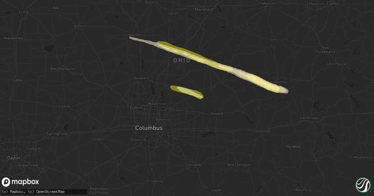 Hail map in Johnstown, OH on March 30, 2024
