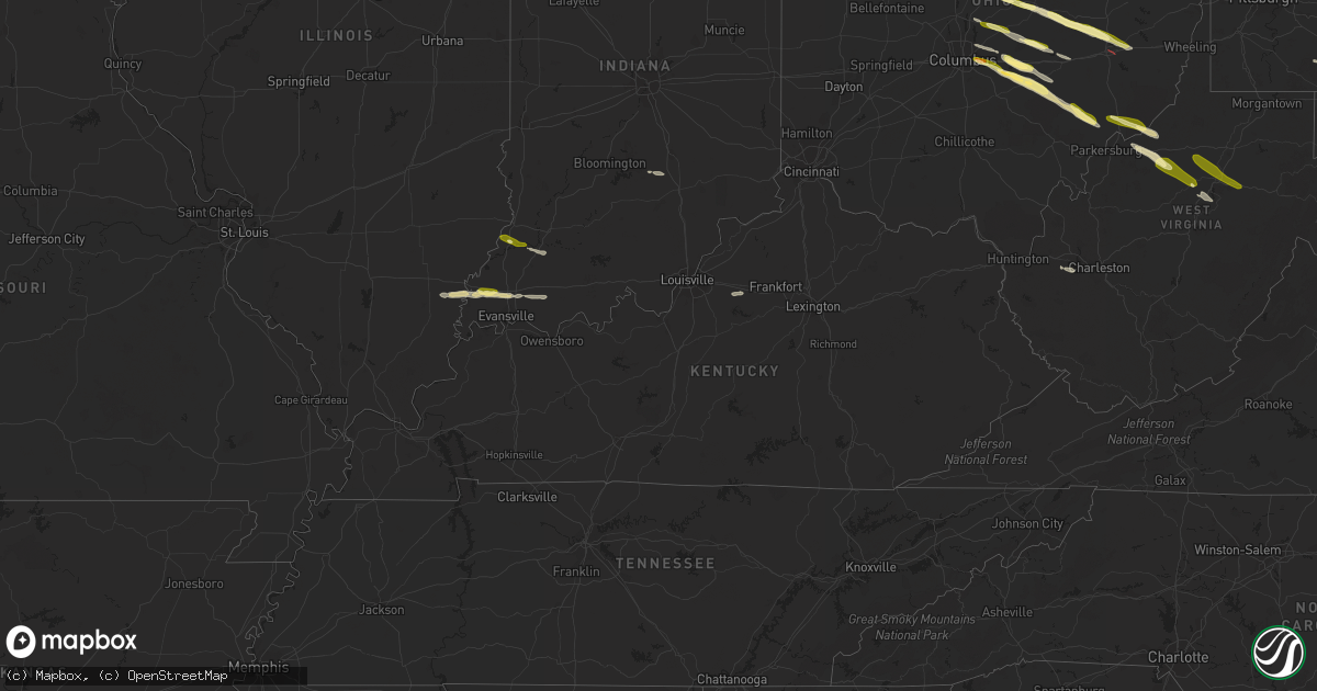 Hail map in Kentucky on March 30, 2024