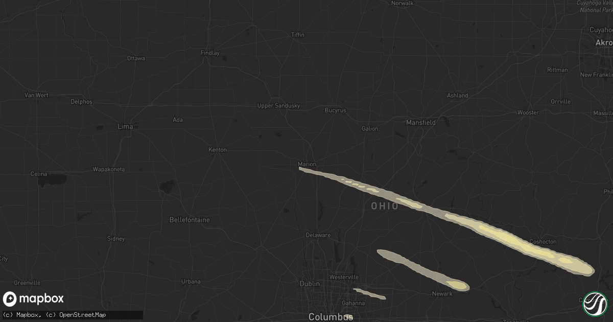 Hail map in Marion, OH on March 30, 2024