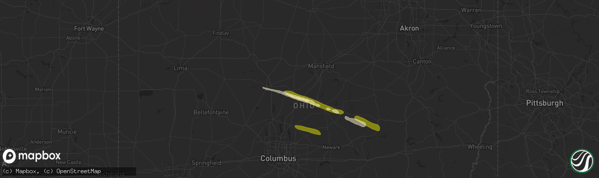 Hail map in Mount Gilead, OH on March 30, 2024