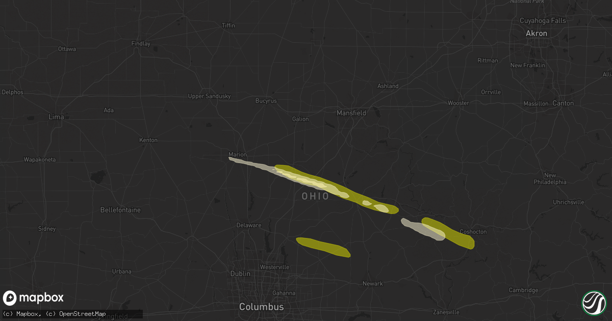 Hail map in Mount Gilead, OH on March 30, 2024