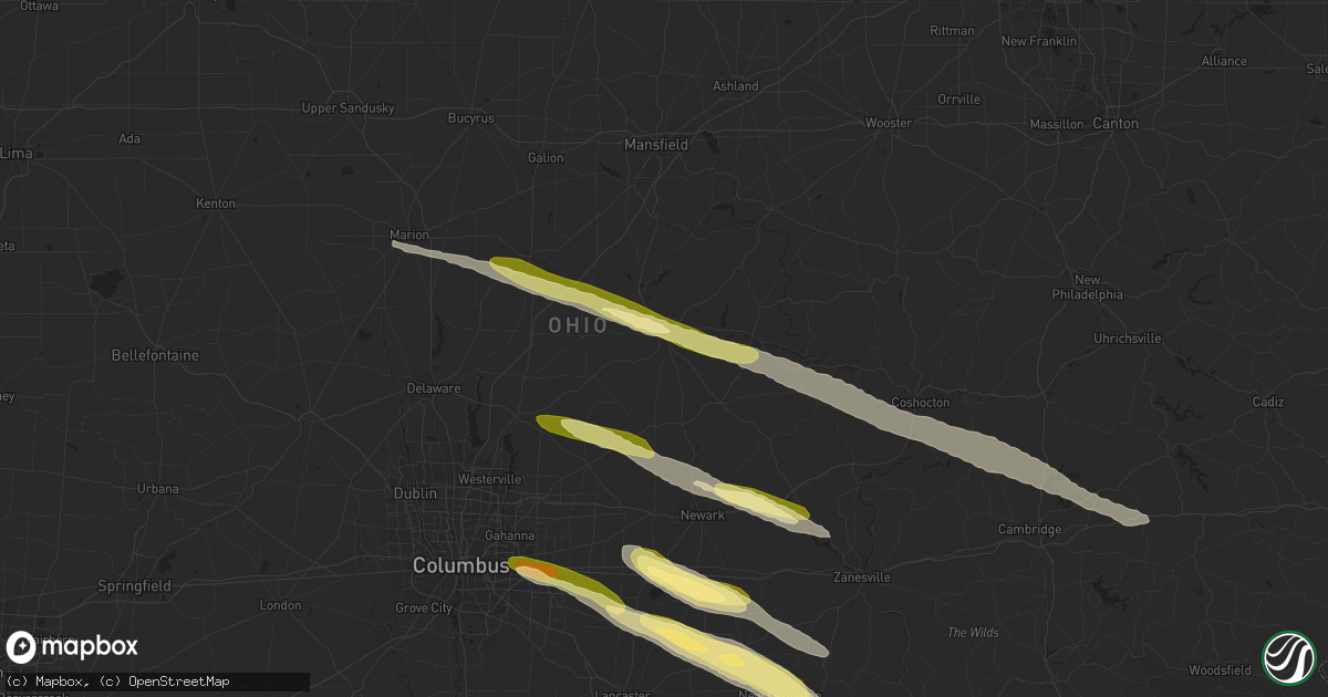 Hail map in Mount Vernon, OH on March 30, 2024