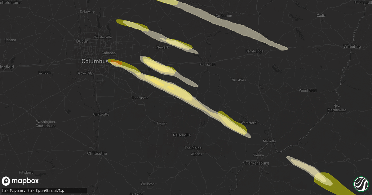 Hail map in New Lexington, OH on March 30, 2024