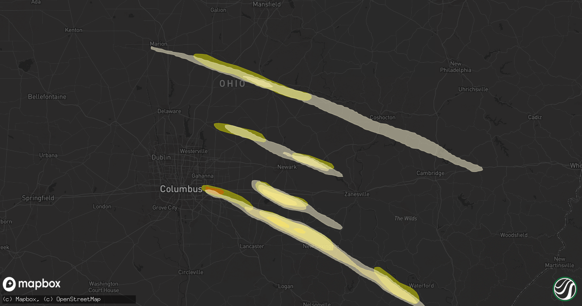 Hail map in Newark, OH on March 30, 2024