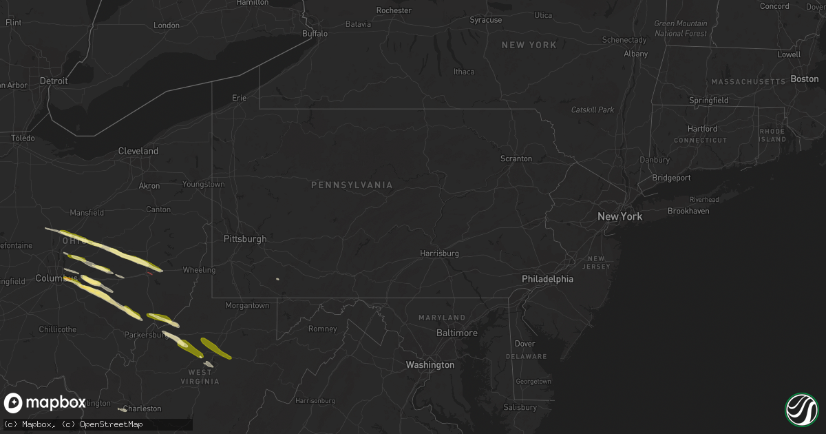 Hail map in Pennsylvania on March 30, 2024