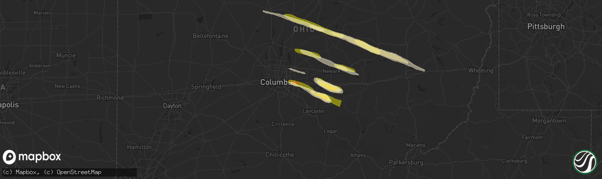 Hail map in Pickerington, OH on March 30, 2024