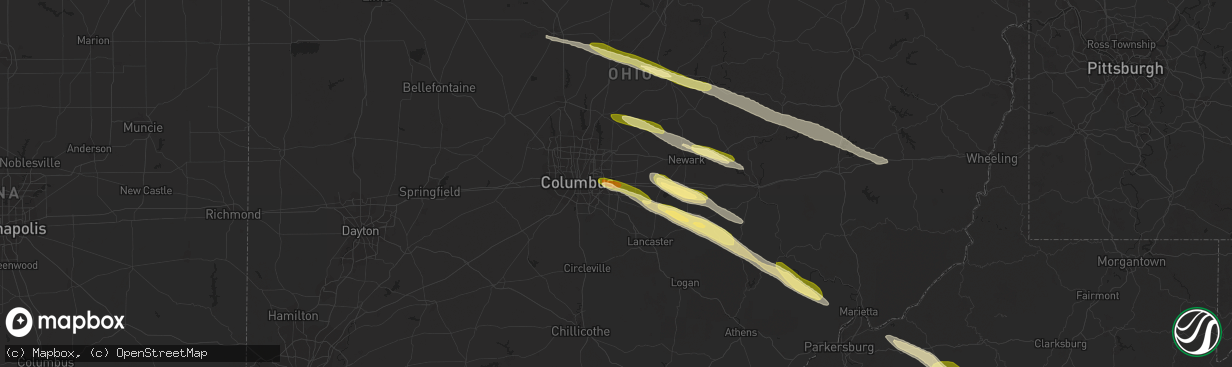 Hail map in Reynoldsburg, OH on March 30, 2024