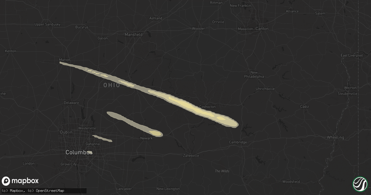 Hail map in Warsaw, OH on March 30, 2024