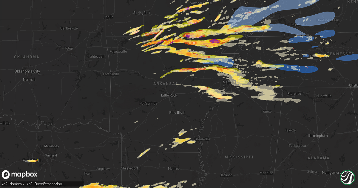 Hail map in Arkansas on March 30, 2025