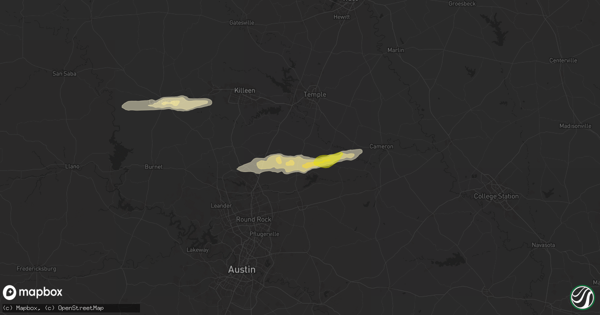 Hail map in Bartlett, TX on March 30, 2025