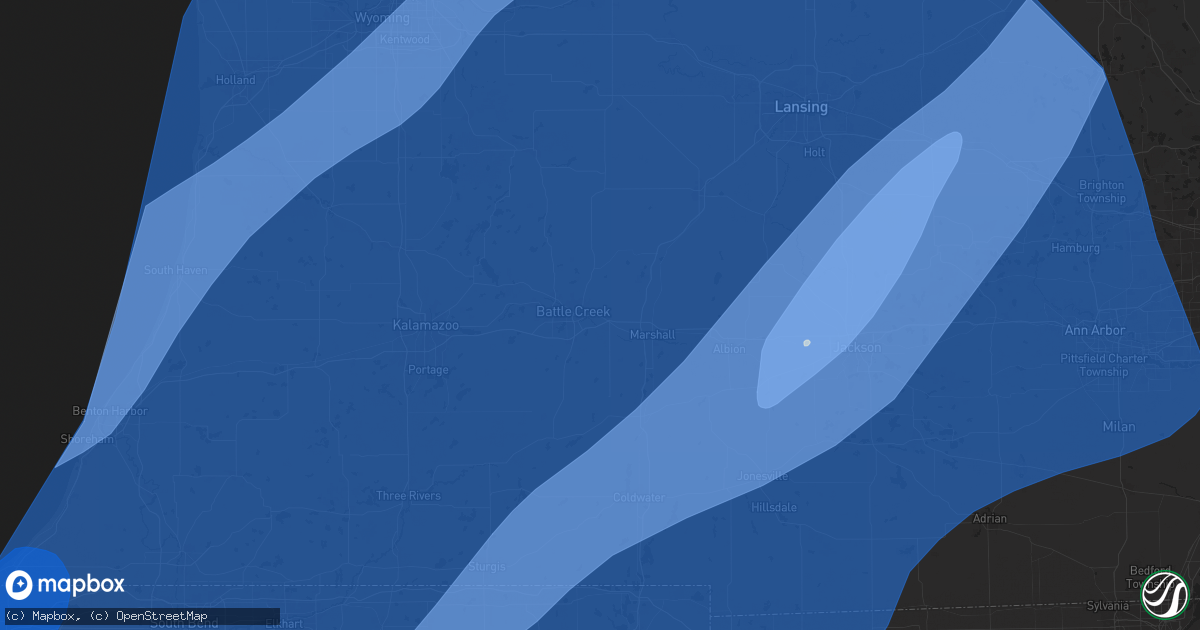 Hail map in Battle Creek, MI on March 30, 2025