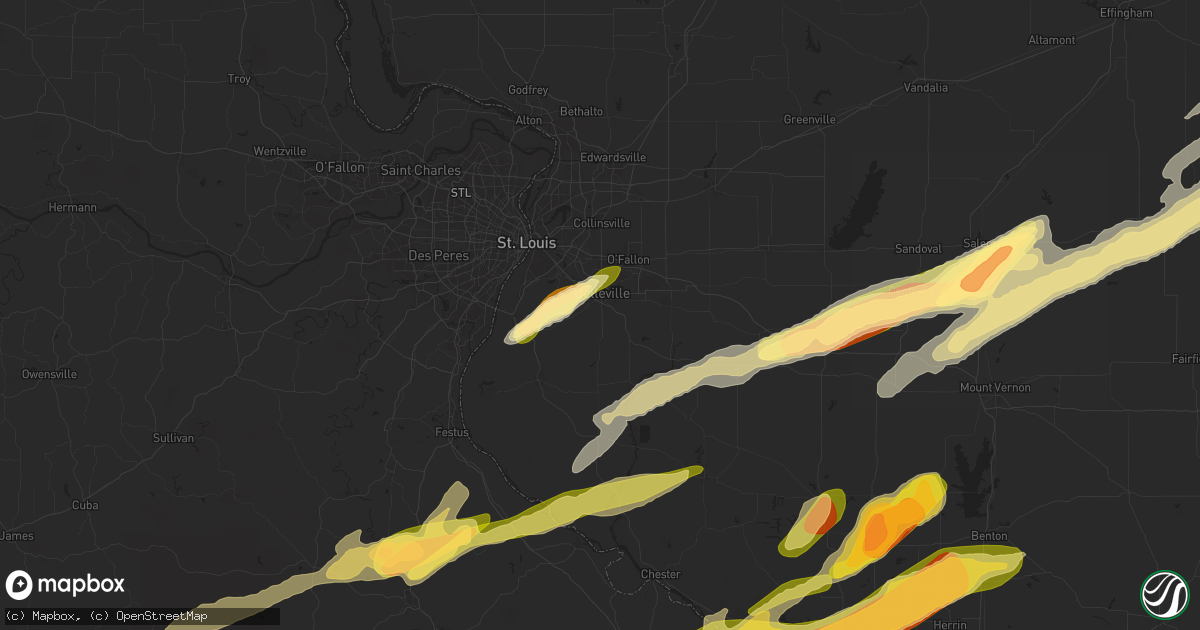 Hail map in Belleville, IL on March 30, 2025