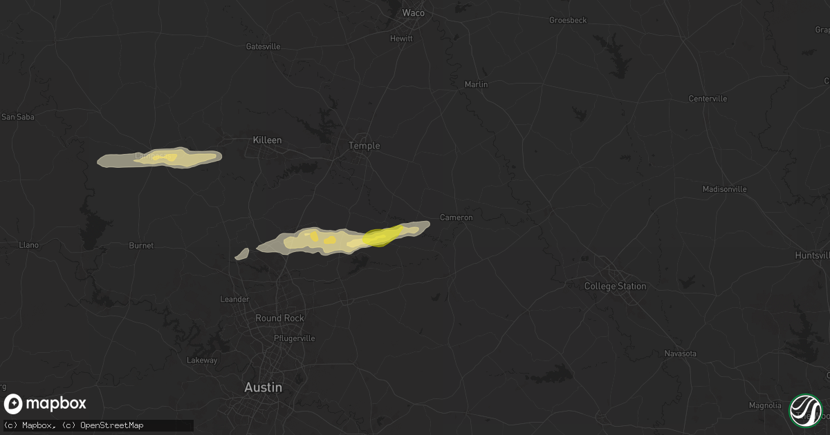 Hail map in Buckholts, TX on March 30, 2025