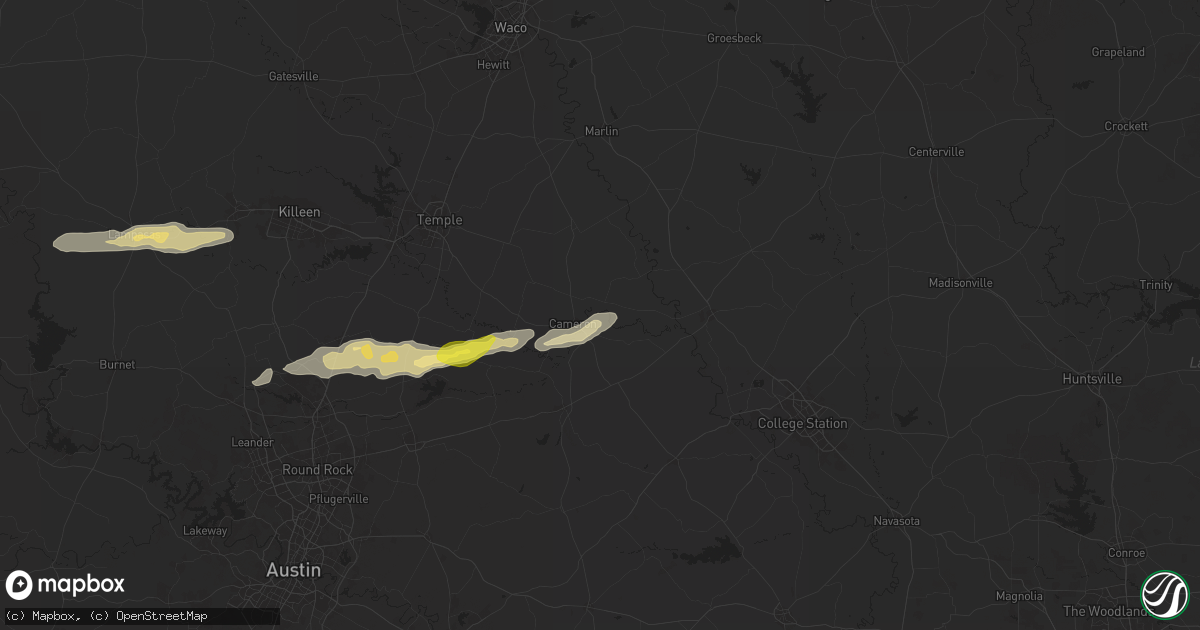 Hail map in Cameron, TX on March 30, 2025