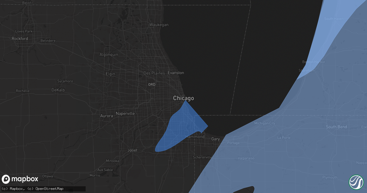 Hail map in Chicago, IL on March 30, 2025