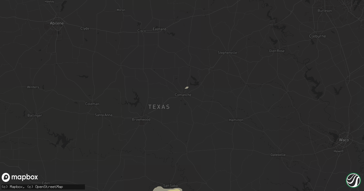 Hail map in Comanche, TX on March 30, 2025