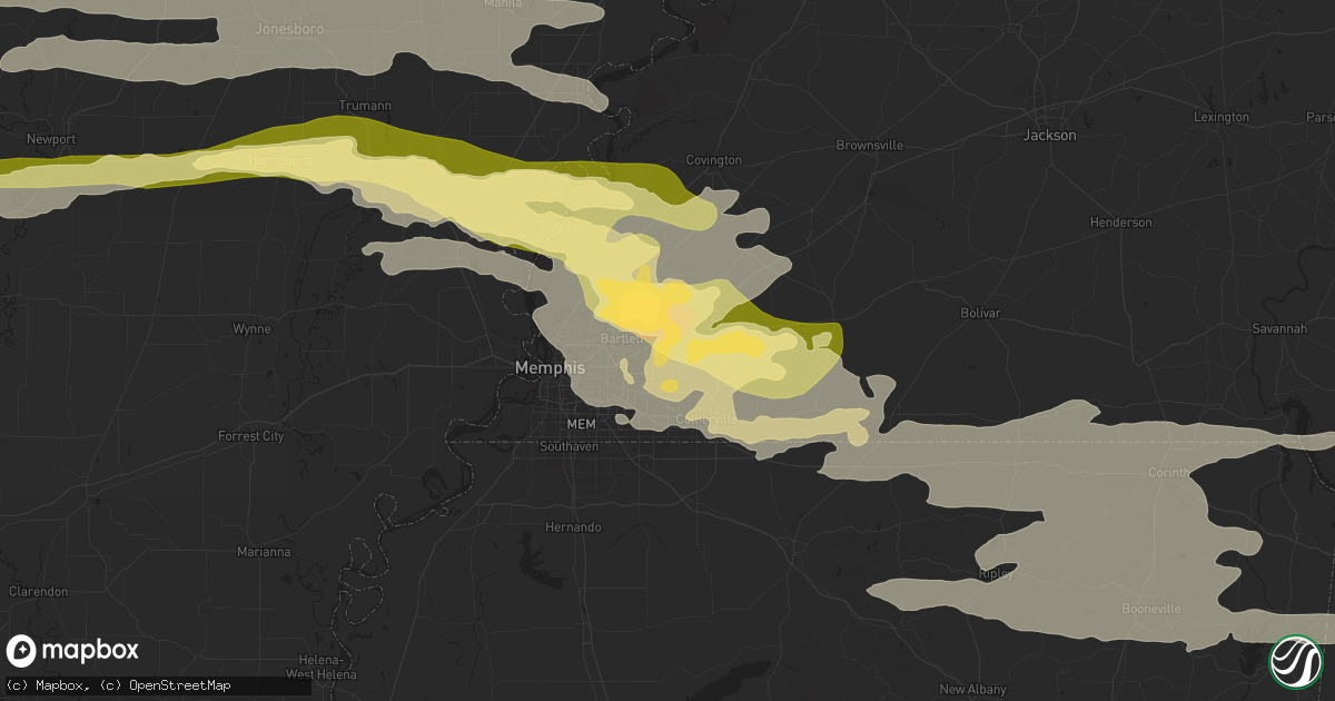 Hail map in Cordova, TN on March 30, 2025