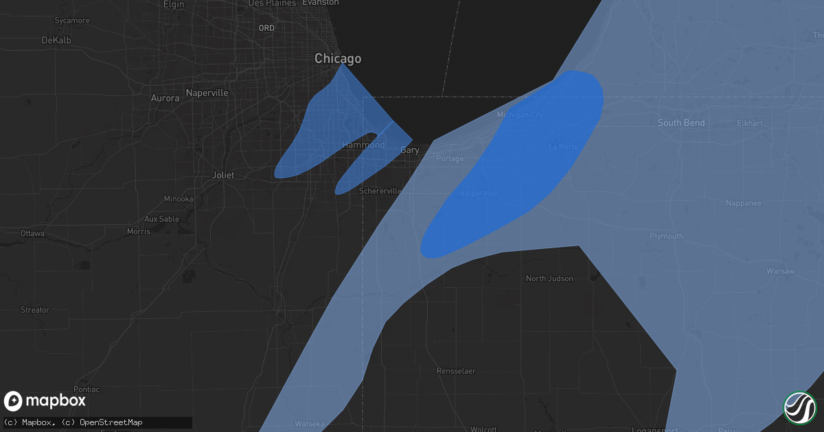 Hail map in Crown Point, IN on March 30, 2025