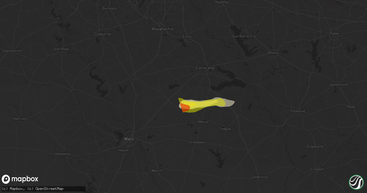 Hail map in Dawson, TX on March 30, 2025
