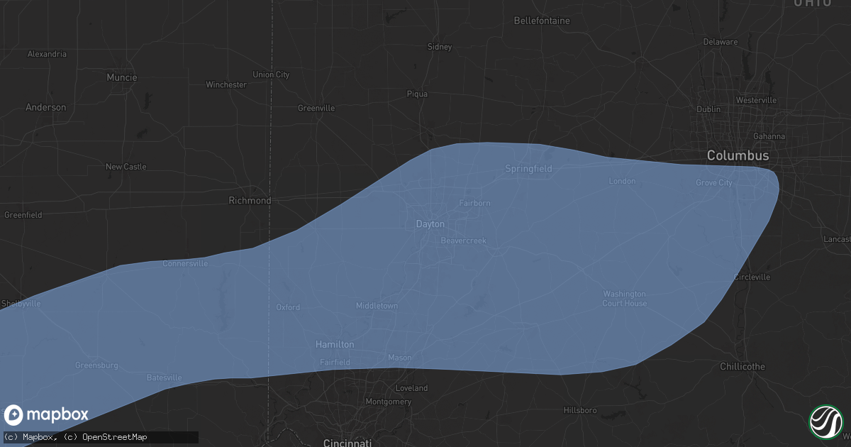 Hail map in Dayton, OH on March 30, 2025
