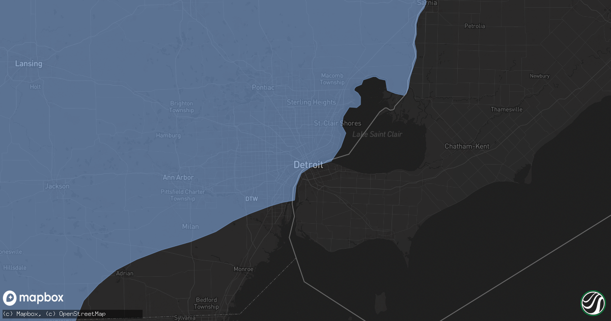 Hail map in Detroit, MI on March 30, 2025