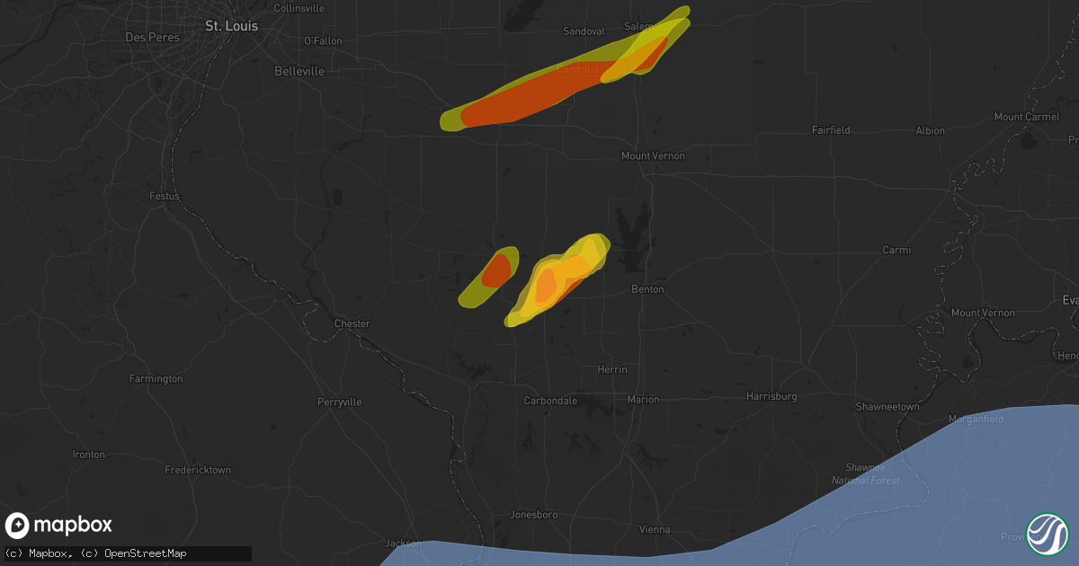 Hail map in Du Quoin, IL on March 30, 2025
