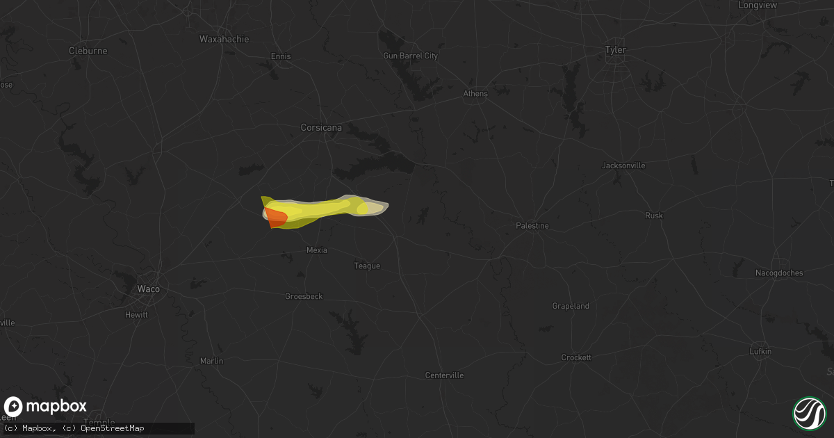 Hail map in Fairfield, TX on March 30, 2025