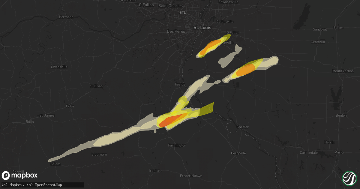 Hail map in Festus, MO on March 30, 2025