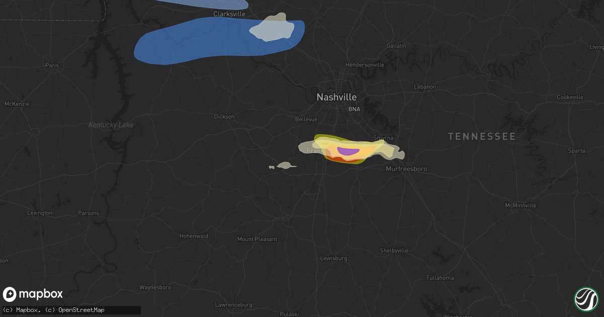 Hail map in Franklin, TN on March 30, 2025