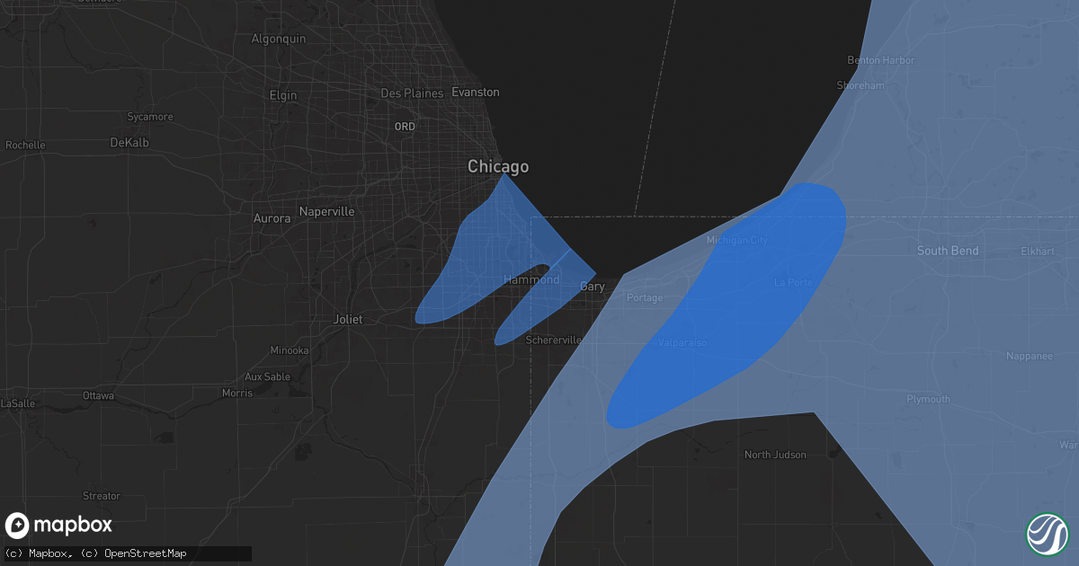 Hail map in Hammond, IN on March 30, 2025