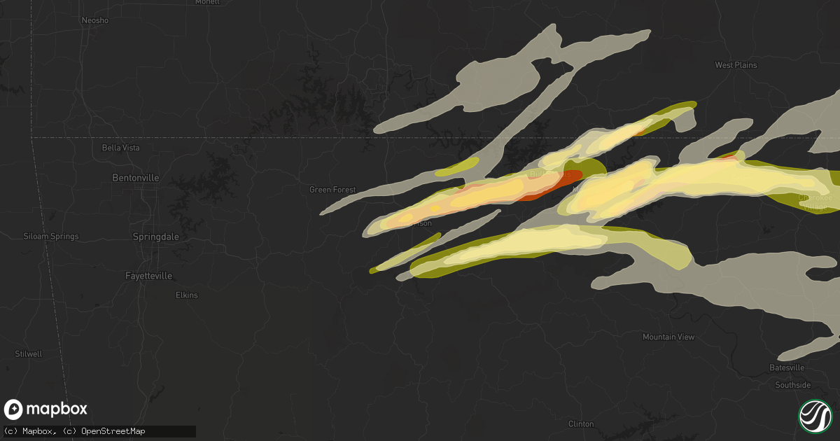 Hail map in Harrison, AR on March 30, 2025