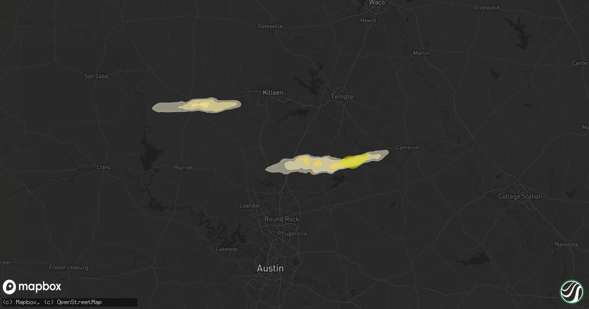 Hail map in Jarrell, TX on March 30, 2025