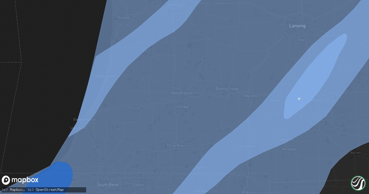 Hail map in Kalamazoo, MI on March 30, 2025