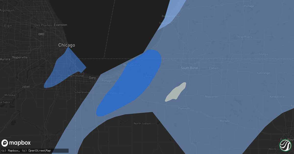 Hail map in La Porte, IN on March 30, 2025