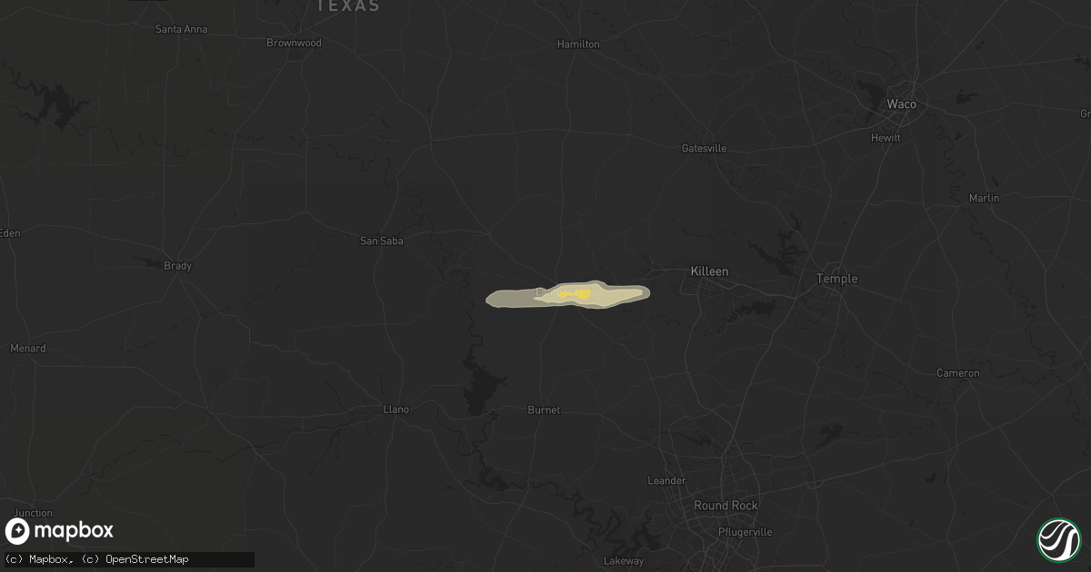 Hail map in Lampasas, TX on March 30, 2025