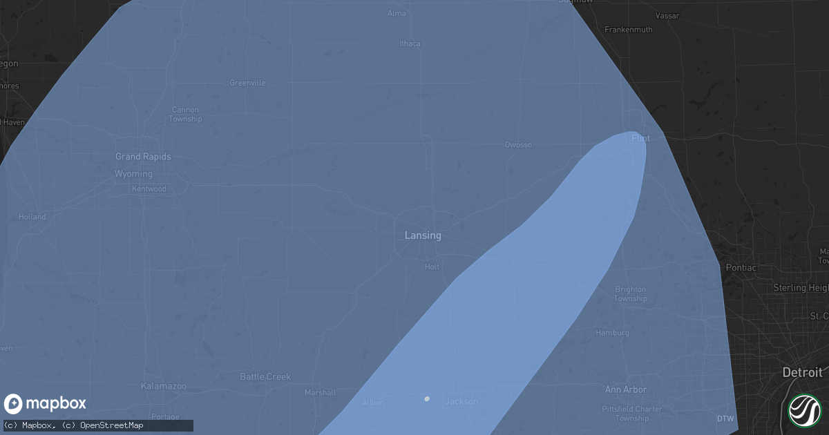 Hail map in Lansing, MI on March 30, 2025