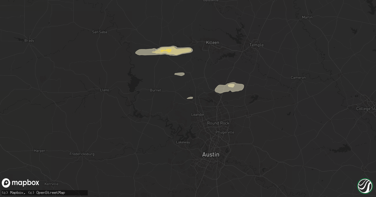 Hail map in Liberty Hill, TX on March 30, 2025