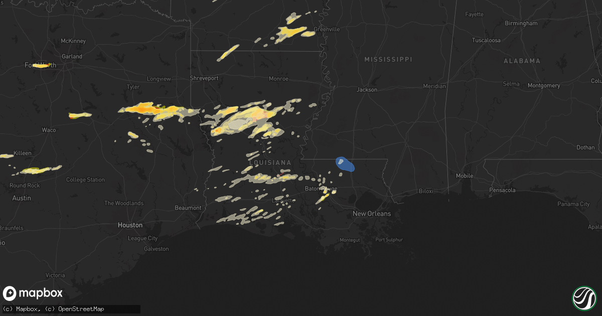 Hail map in Louisiana on March 30, 2025