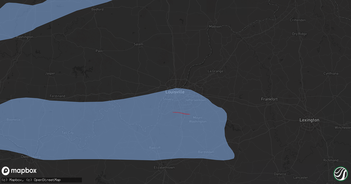 Hail map in Louisville, KY on March 30, 2025