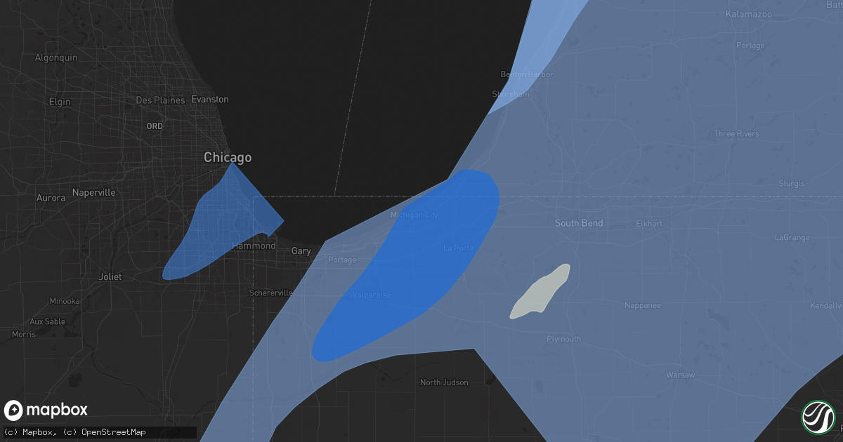 Hail map in Michigan City, IN on March 30, 2025