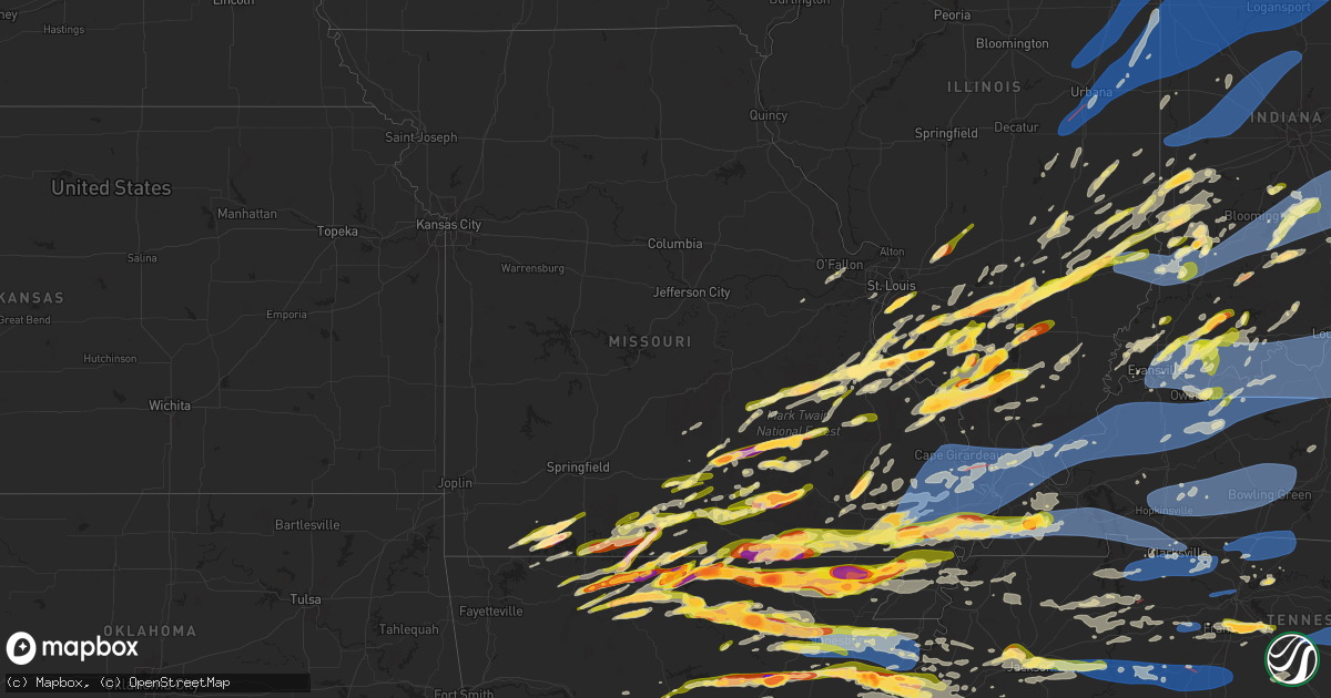 Hail map in Missouri on March 30, 2025
