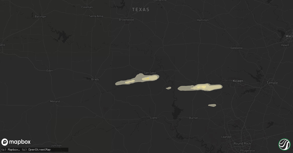 Hail map in San Saba, TX on March 30, 2025