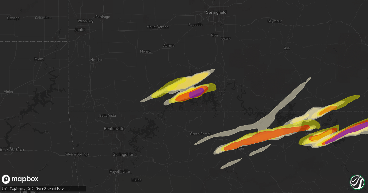 Hail map in Shell Knob, MO on March 30, 2025