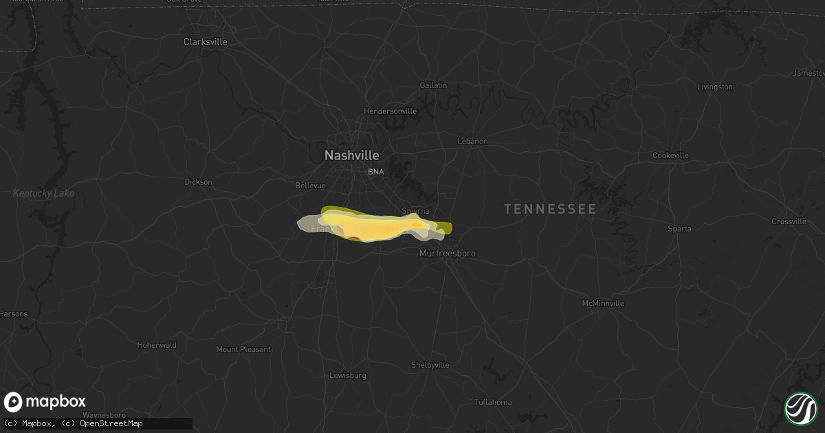 Hail map in Smyrna, TN on March 30, 2025