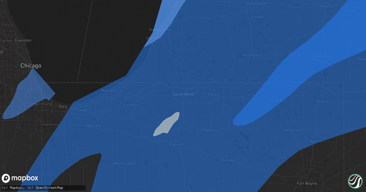 Hail map in South Bend, IN on March 30, 2025