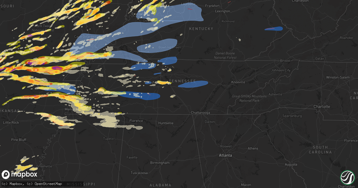 Hail map in Tennessee on March 30, 2025