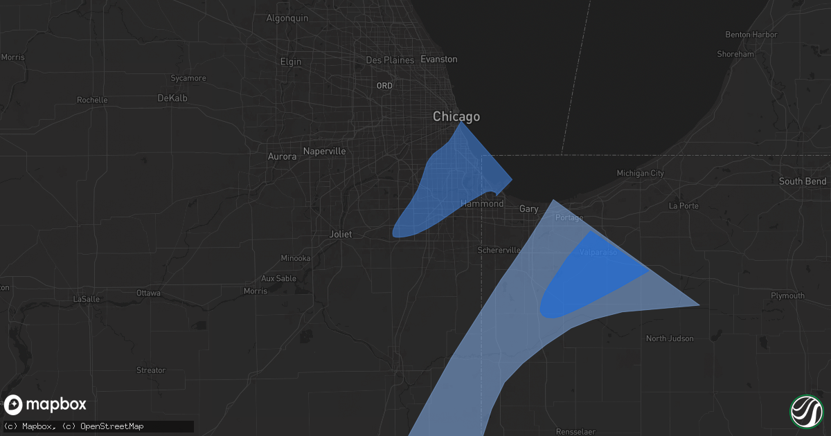 Hail map in Tinley Park, IL on March 30, 2025